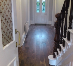 Pre-oiled walnut flooring selected for its beautiful graining, to enhance the entrance hallway of this period property