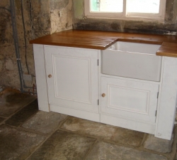 This Belfast sink unit was built with a solid Oak drainer to compliment a farmhouse kitchen