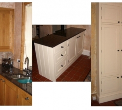 Solid Oak and Hand Painted Kitchen. This kitchen includes a mix of both solid Oak and hand painted Shaker style units. Individually built with an ample array of cupboards to meet the flexible storage requirements of the client. Based in Oakworth, West Yorkshire.