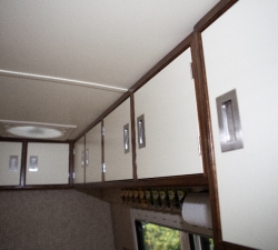 Overhead kitchen cupboards for a motorhome