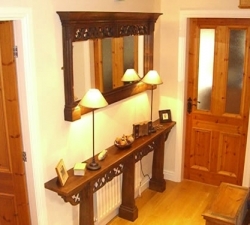 Radiator Shelf and Wooden Framed Mirror
