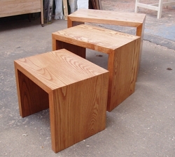 Nest of Coffee Tables. A set of three, solid Ash, nest of tables in a simple, contemporary design